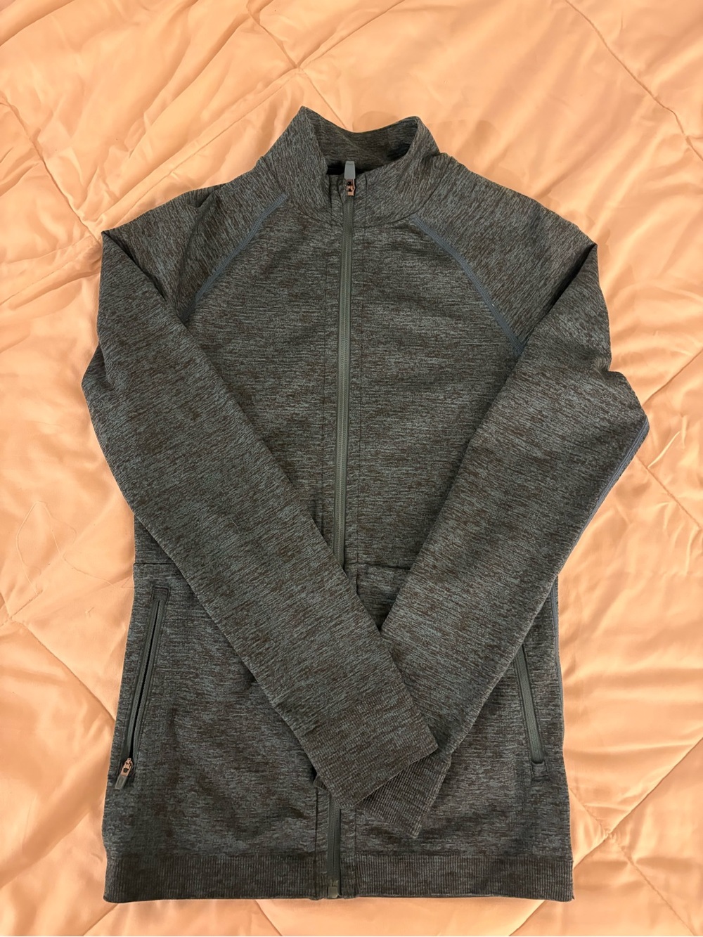 Figs Women's Heather Teal Full-Zip Seamless Jacket